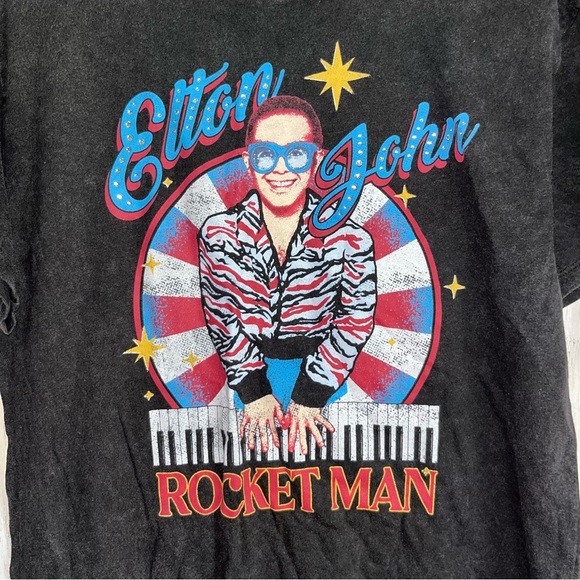 Elton John Rocket Man Black Tee - Picture 3 of 5
